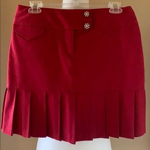 INC Red Pleeted Hem Skirt